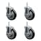 Service Caster 5 Inch Black Polyurethane Wheel Swivel 58 Inch Threaded Stem Caster Set with Brake SCC SCC-TS20S514-PPUB-BLK-TLB-58212-4 - alternate 1